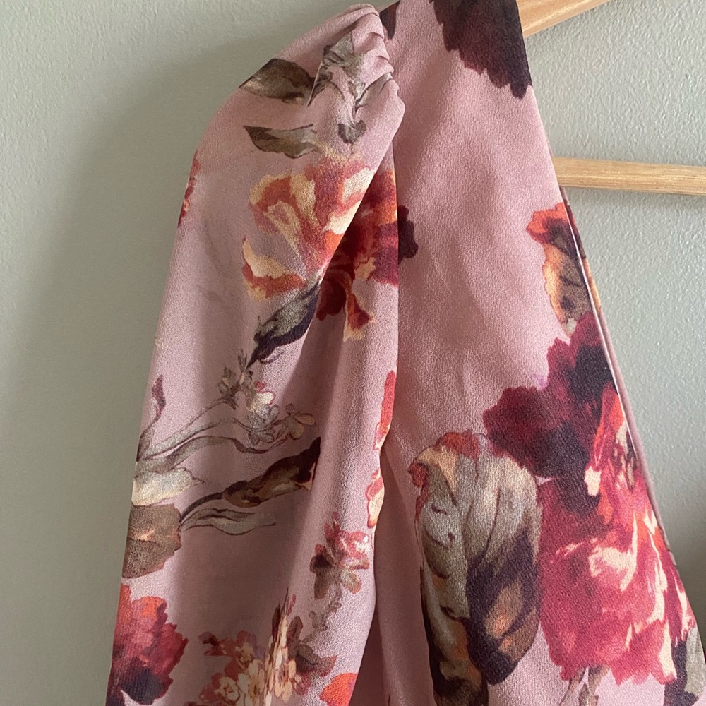 NWT Azazie Atelier Stevie Dress Women 8 Floral Mauve Multi Romantic Long Sleeves - Picture 4 of 14